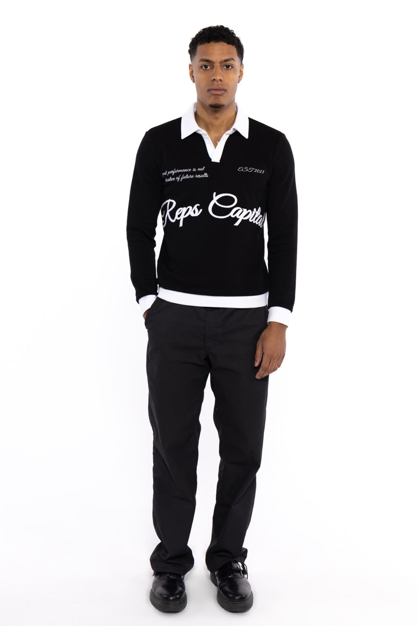 Long Sleeve Polo (Black)