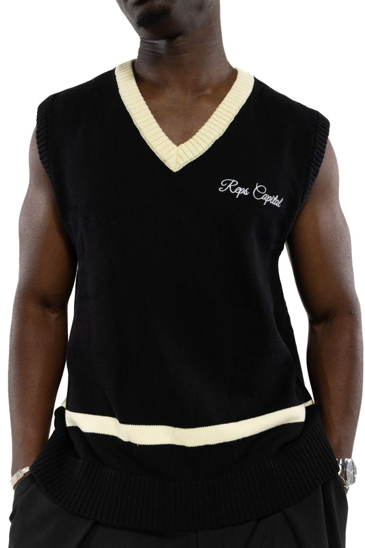 Knit Sweater Vest - Black