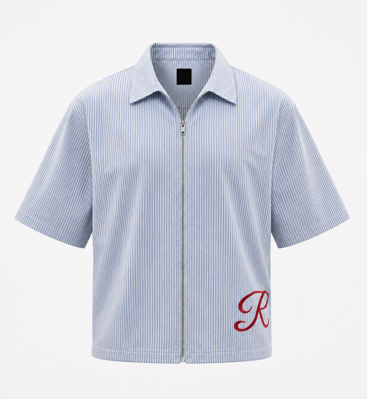 Pinstrip Zip Shirt - Red Font