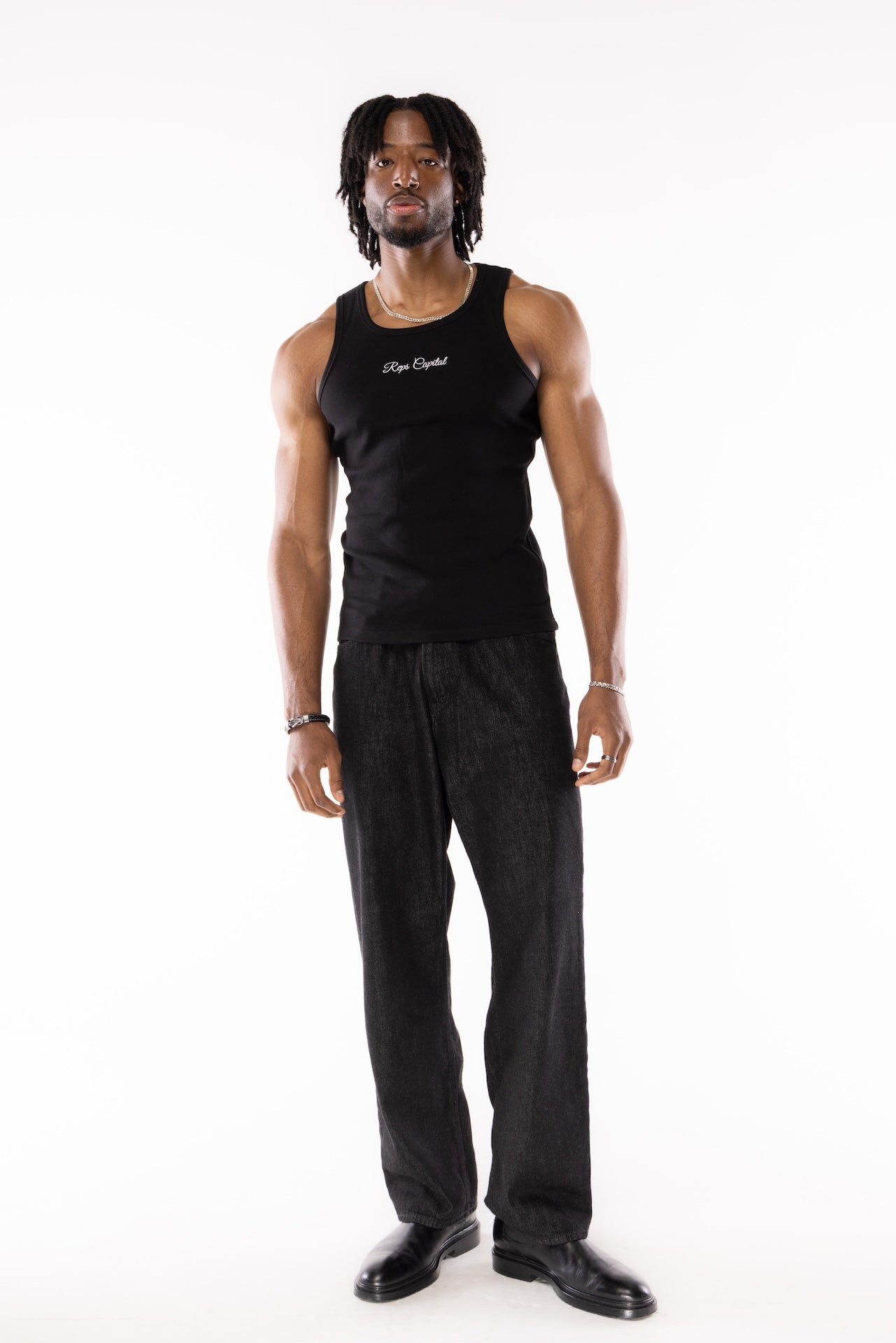 Embroidered Logo Tank Top - Black
