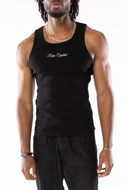 Embroidered Logo Tank Top - Black