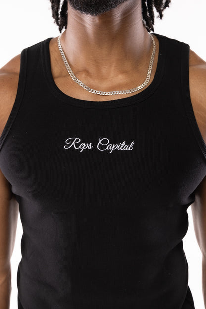 Embroidered Logo Tank Top - Black