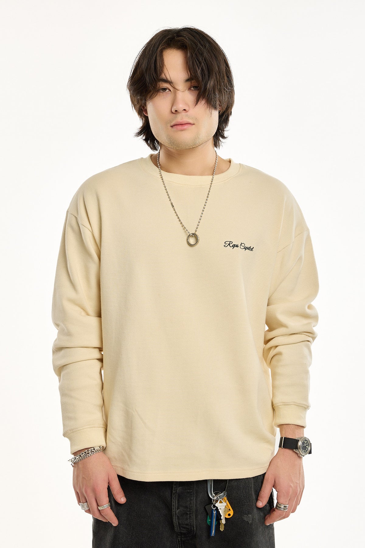 Long Sleeve Waffle Knit Shirt