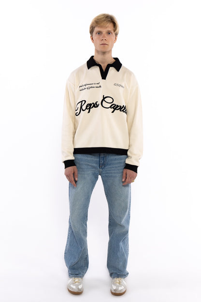 Long Sleeve Polo (Cream)