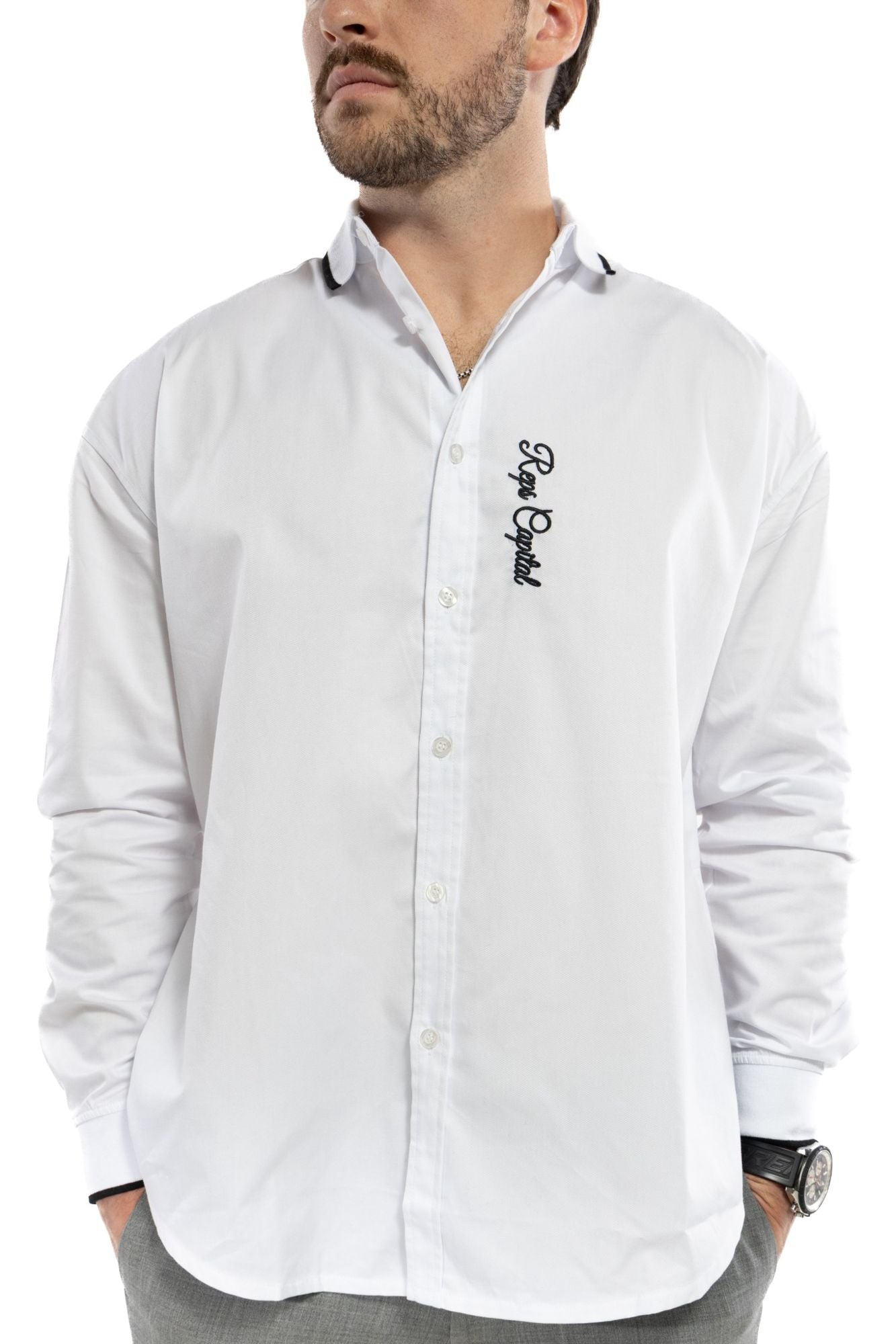 Point Collar Dress Shirt - Black