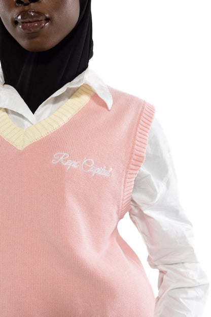 Knit Sweater Vest - Pink