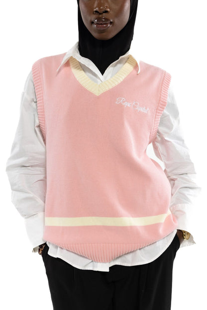 Knit Sweater Vest - Pink