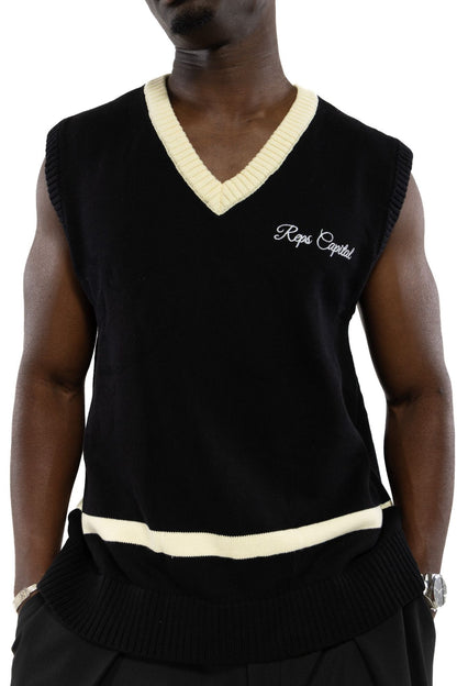 Knit Sweater Vest - Black