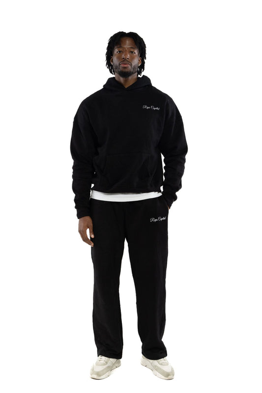 Signature Logo Embroidered Hoodie - Black