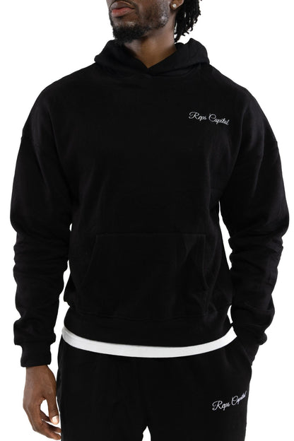 Signature Logo Embroidered Hoodie - Black