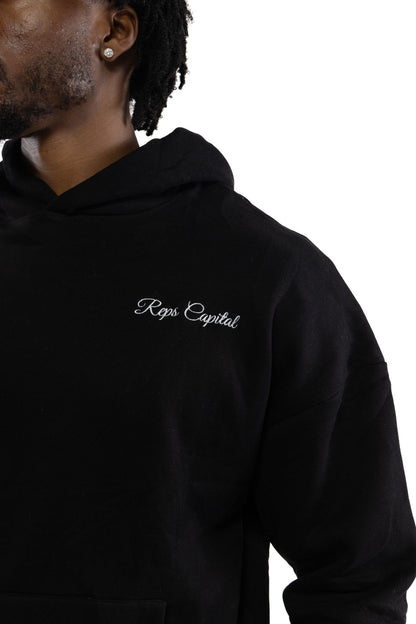 Signature Logo Embroidered Hoodie - Black