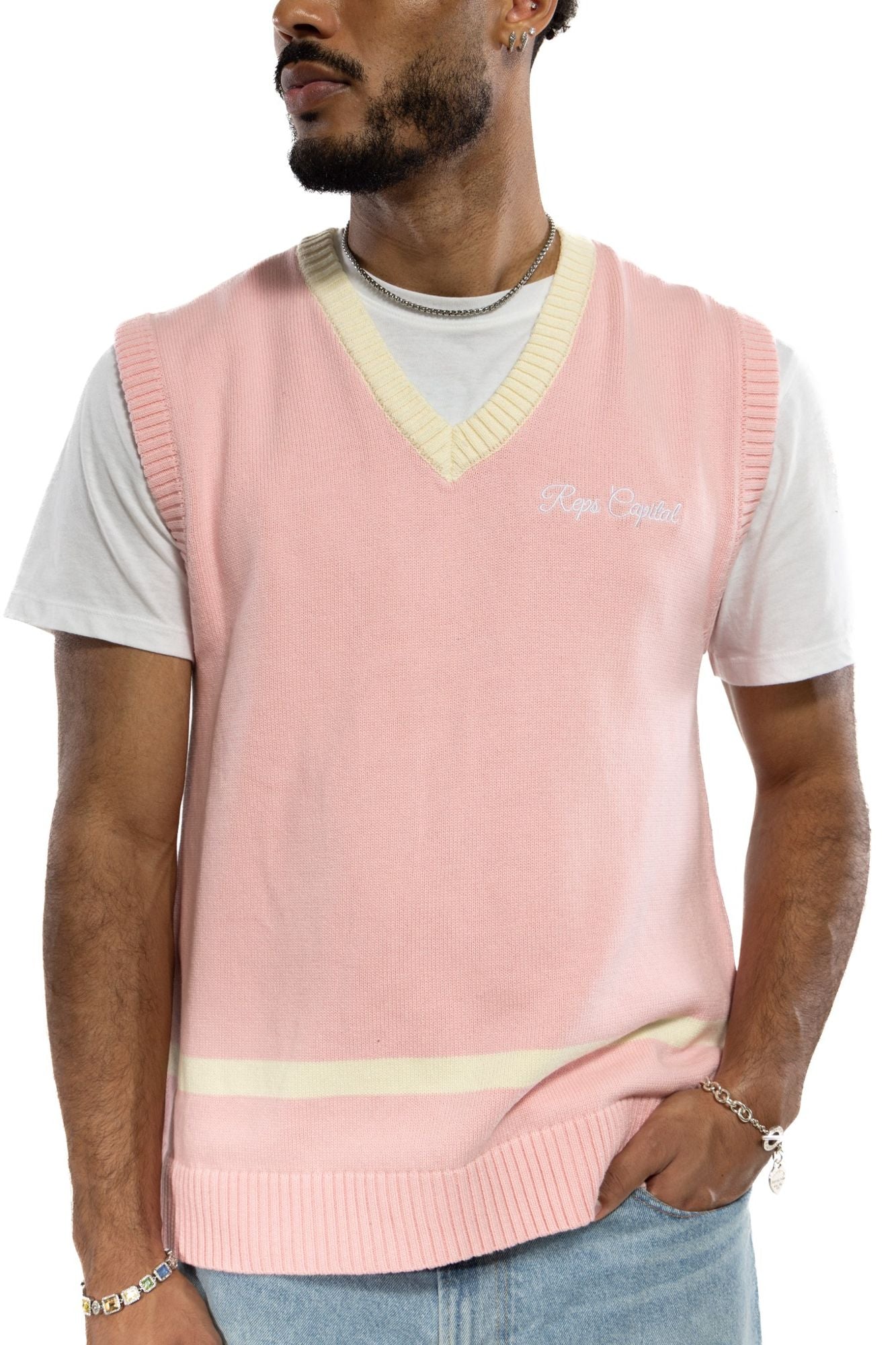 Knit Sweater Vest - Pink – Reps Capital Clothing