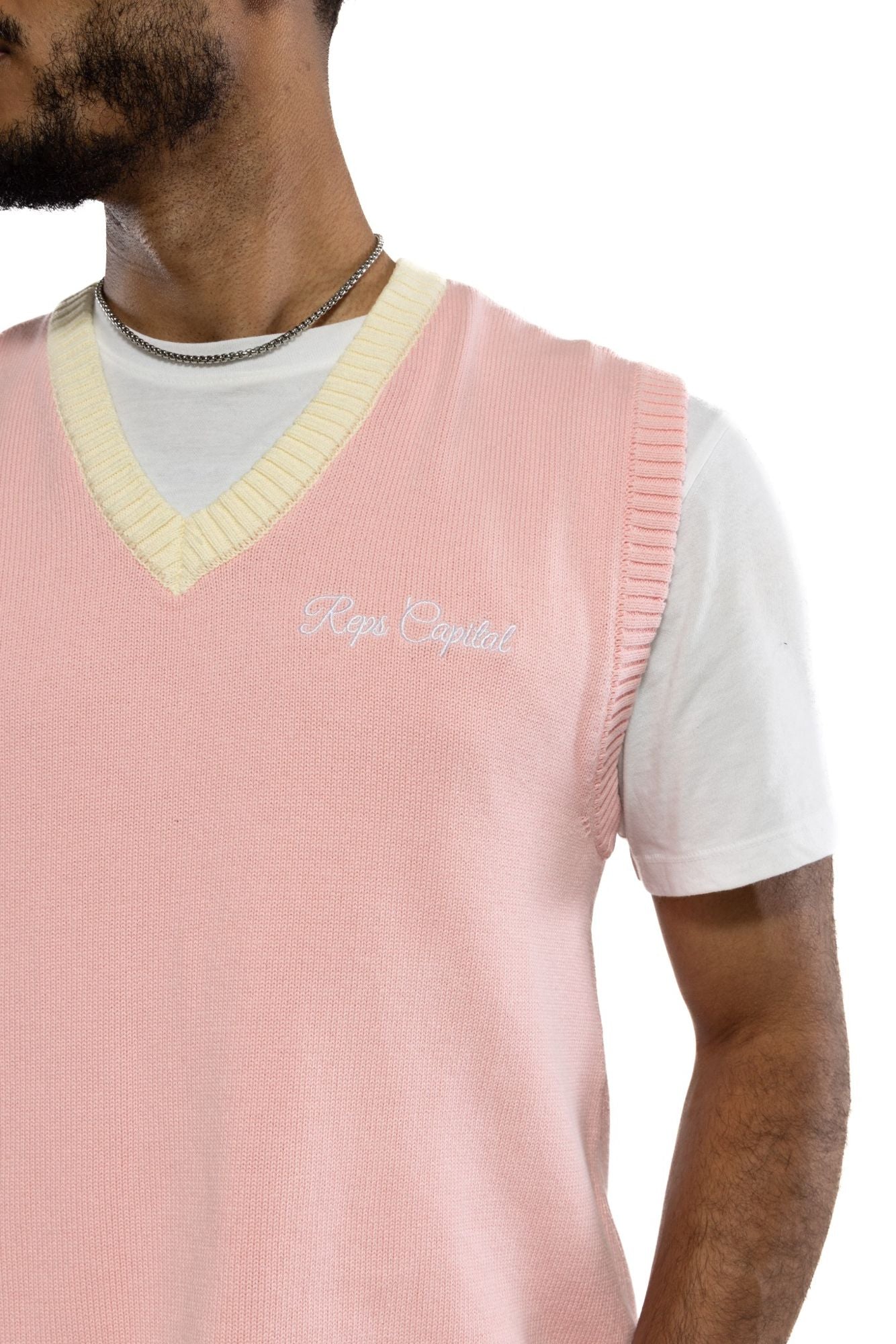 Knit Sweater Vest - Pink