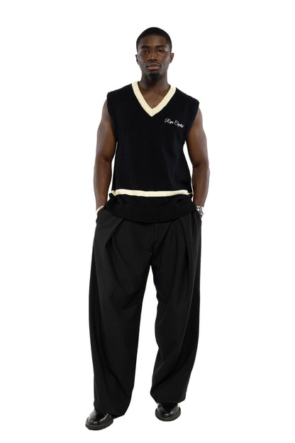 Knit Sweater Vest - Black