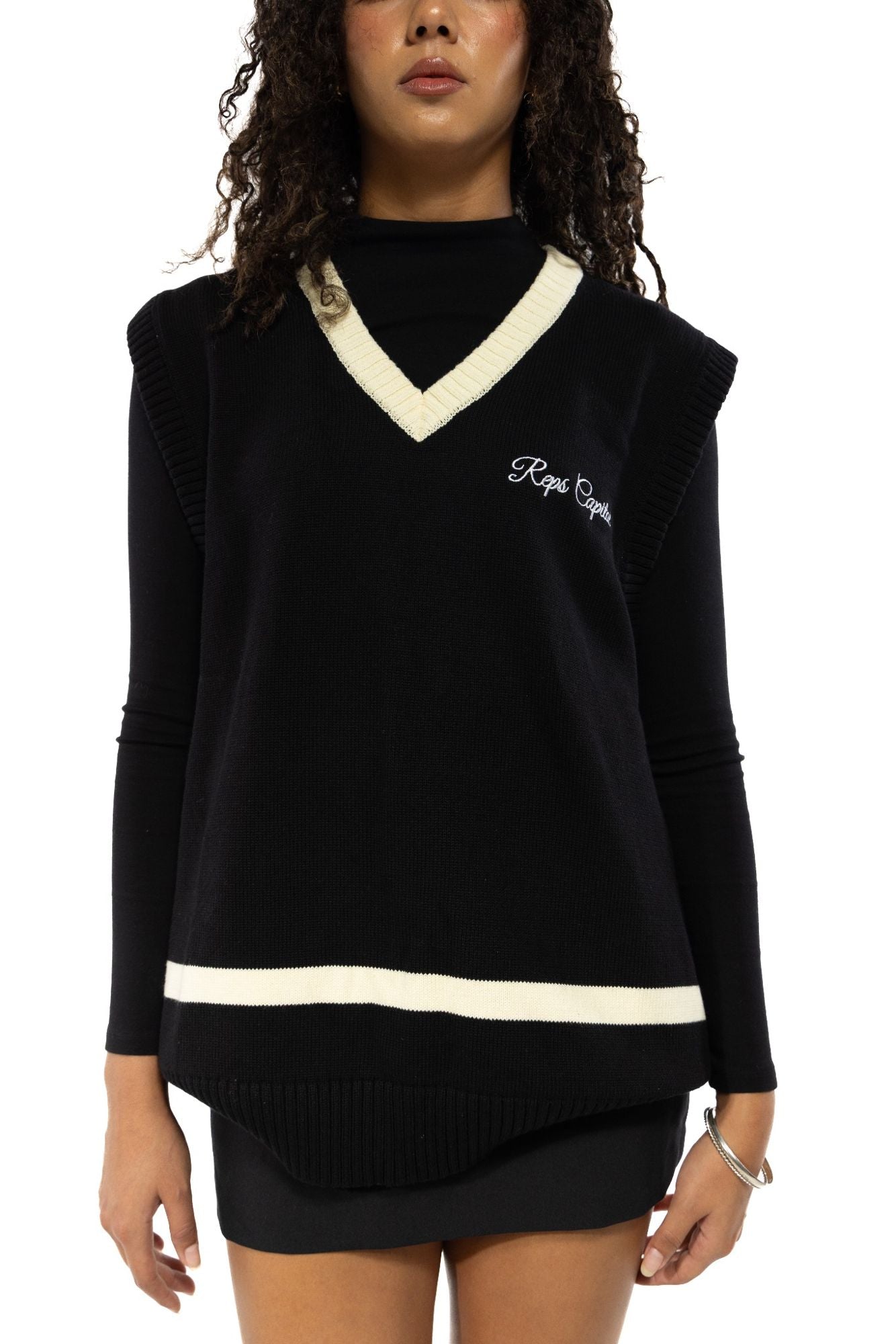 Knit Sweater Vest - Black