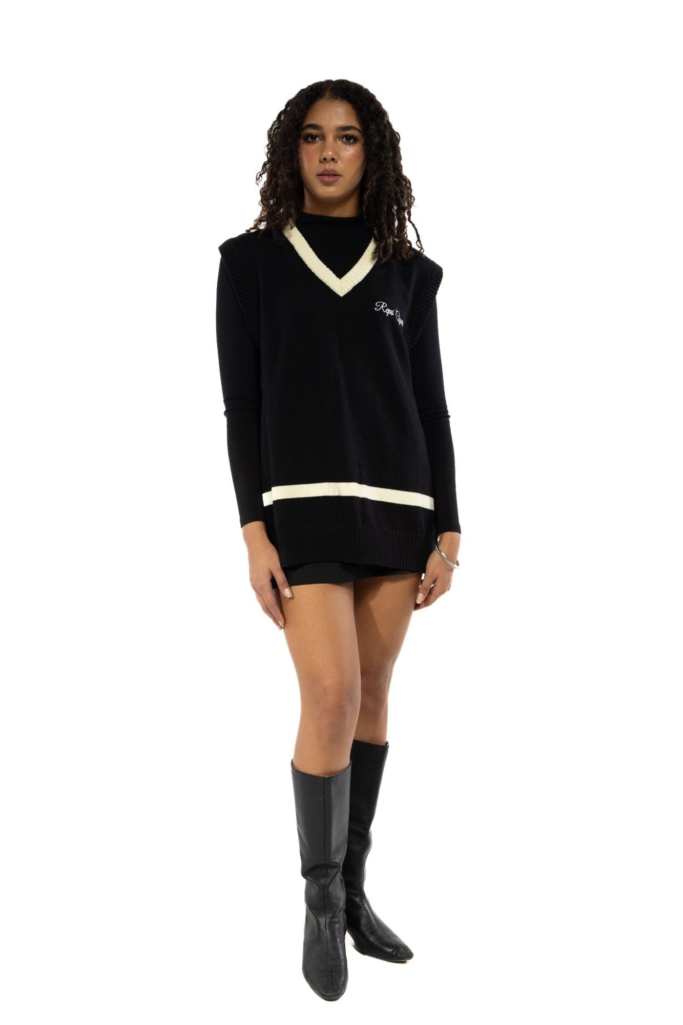 Knit Sweater Vest - Black