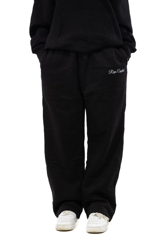 Straight Leg Sweatpants - Black