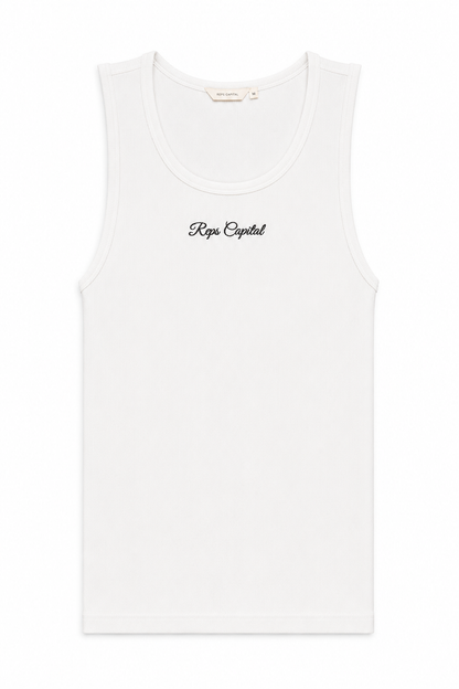 Embroidered Logo Tank Top - White
