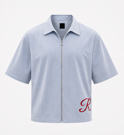Pinstrip Zip Shirt - Red Font