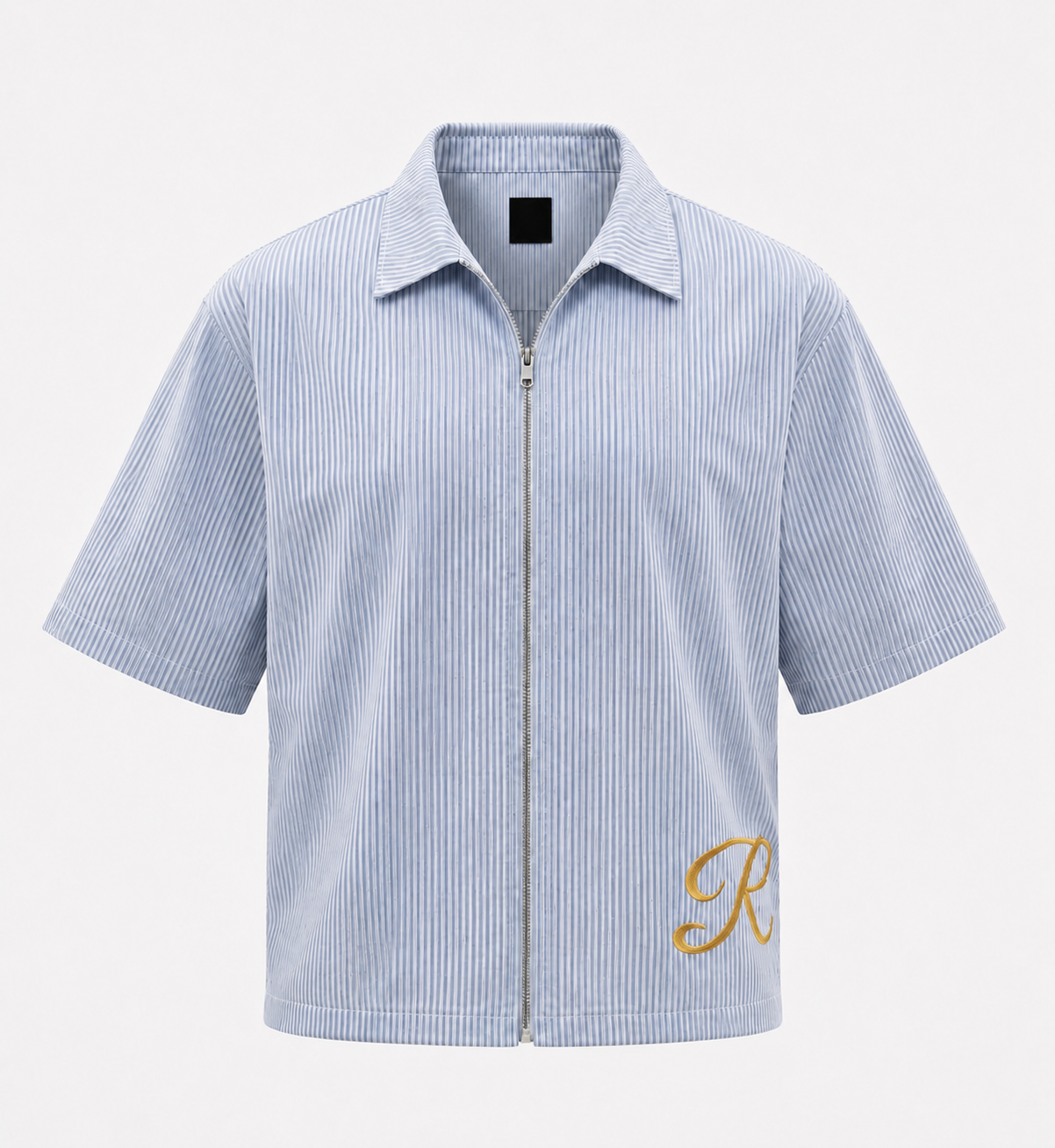 Pinstrip Zip Shirt - Gold Font