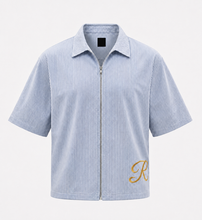 Pinstrip Zip Shirt - Gold Font